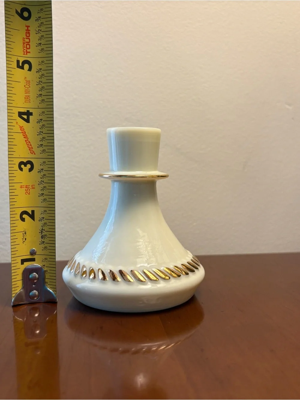 Vintage Wheaton Custard Glass Candlestick Holders with Gold Trim - Pair